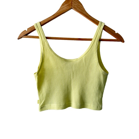 TNA Light Yellow Waffle Tank Top Crop Womens XS - Picture 2 of 5